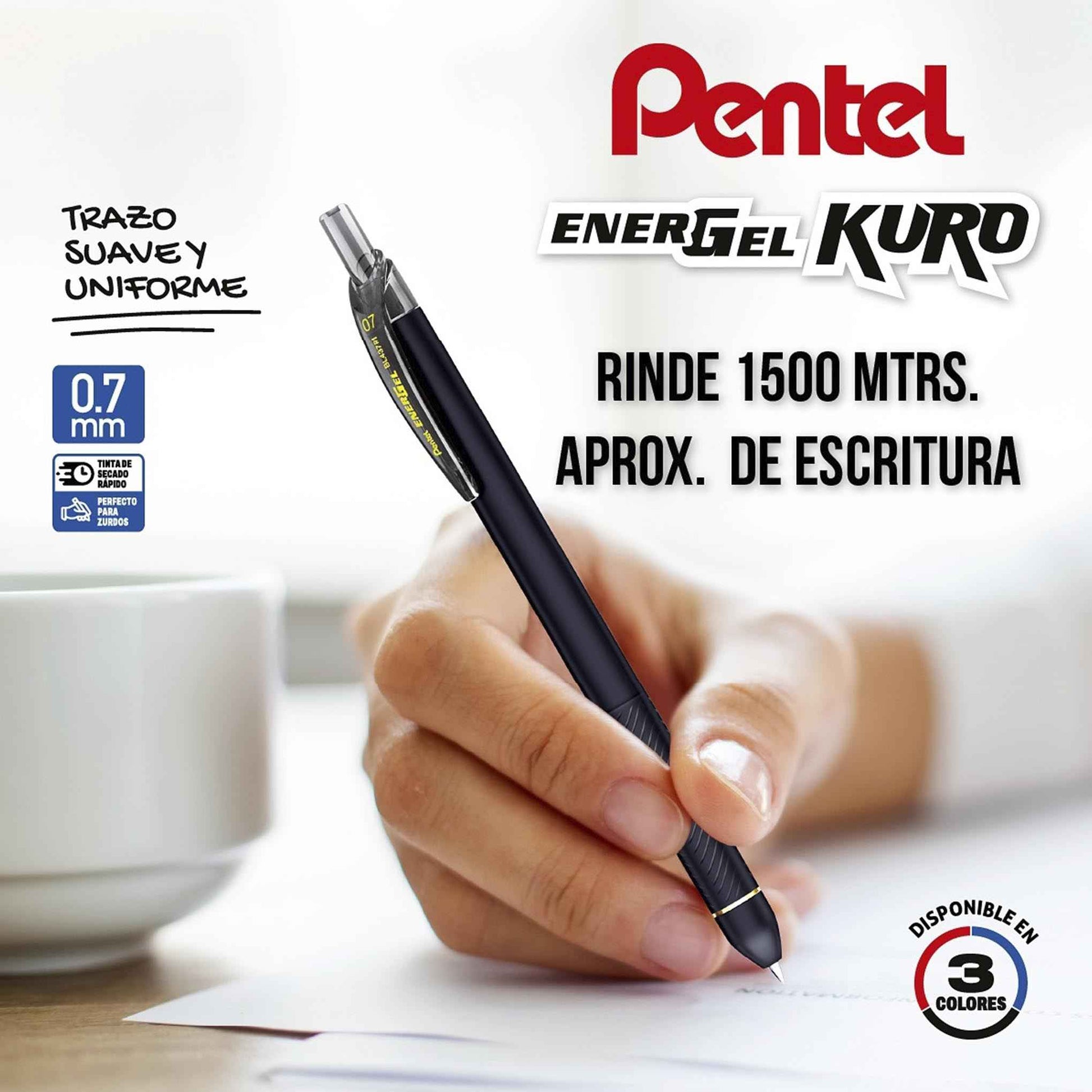 Lapiz Pentel Energel Kuro Bolígrafo De Gel Líquido 07 Tinta Negra PENTEL- Dermocosmetica_belleza_online