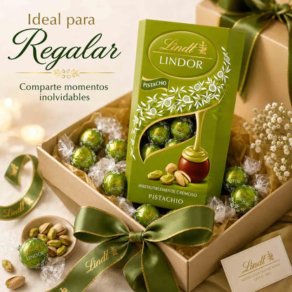 Bombones Lindt Lindor Pistacho en caja de 200 g con chocolate con leche y relleno cremoso de pistacho