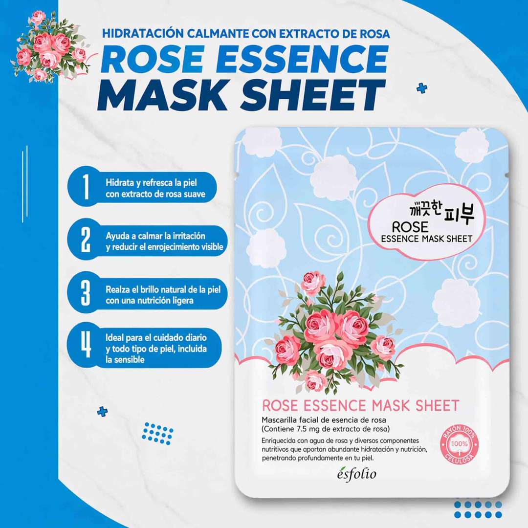 Mascarilla Rose Essence Esfolio Caja Pack de 10 Uni
