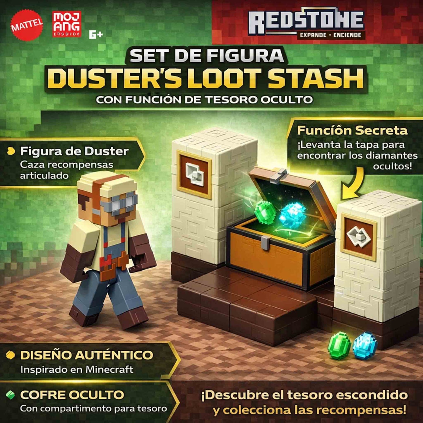 Minecraft Figura 8cm Cofre Duster Core 2 Pack