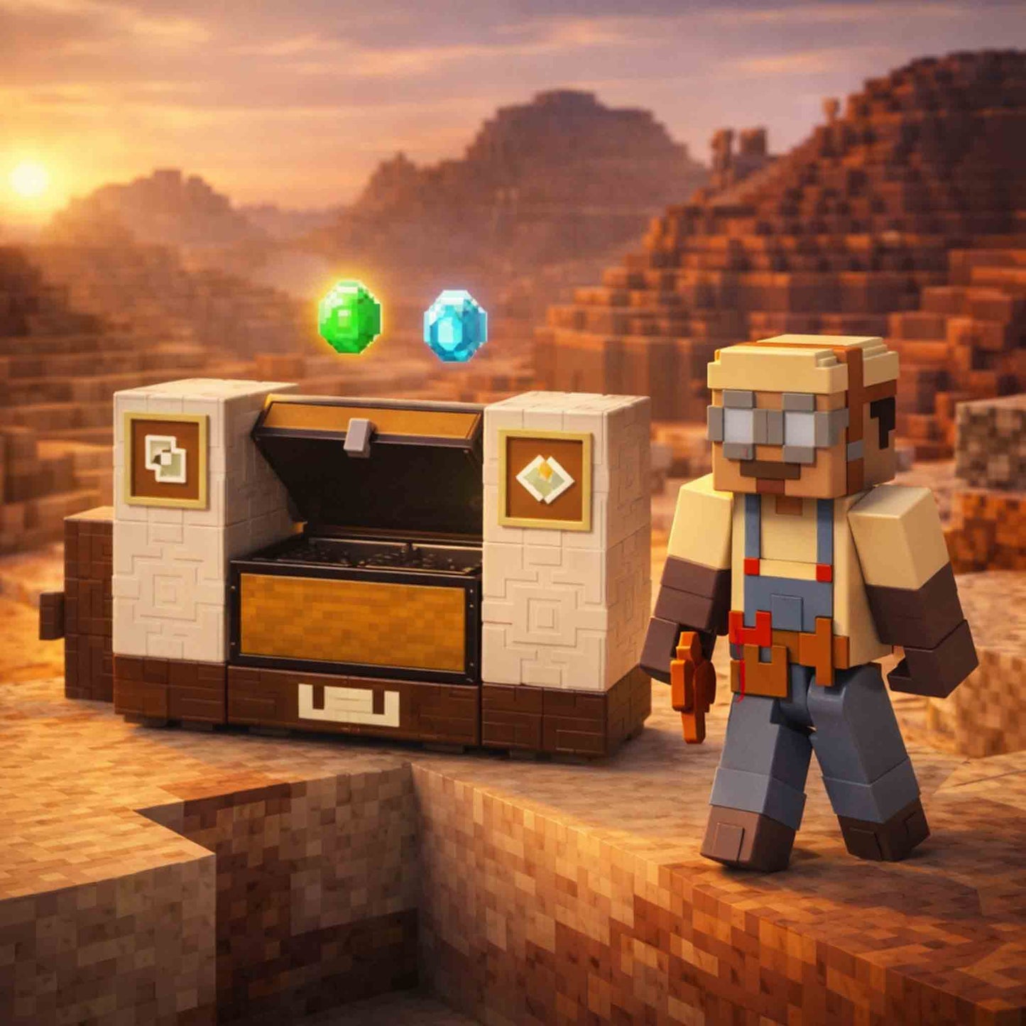 Minecraft Figura 8cm Cofre Duster Core 2 Pack