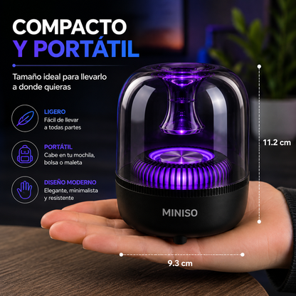 Parlante Miniso Ice Brick Series 2.0 RGB con diseño transparente, Bluetooth 5.4 y sonido de 5W.