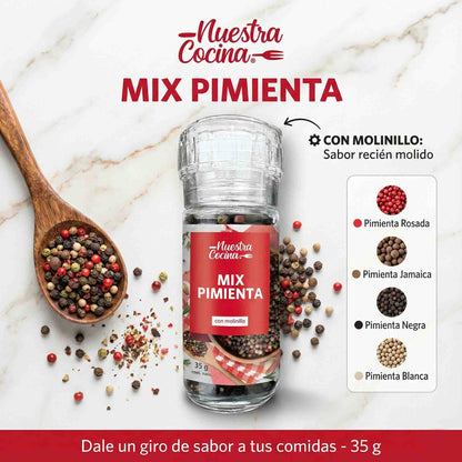 Mix Pimienta Nuestra Cocina 35 g Con Molinillo Aromático