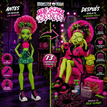 Muñeca Monster High Self-Scare Secrets Venus McFlytrap con accesorios y 14 piezas de Mattel