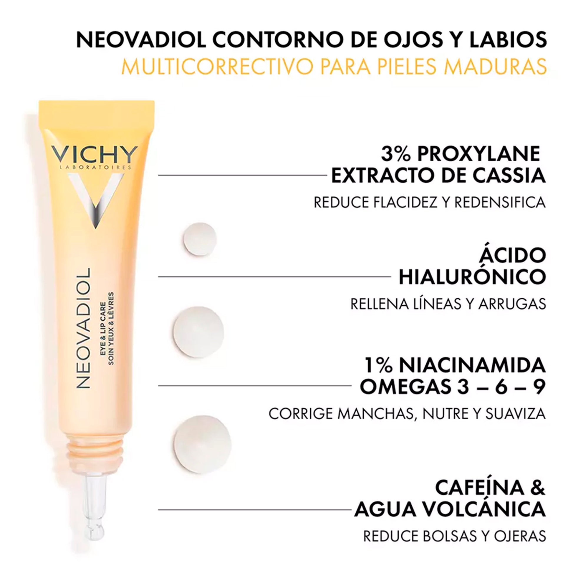 Vichy Neovadiol Contorno de Ojos y Labios 15 ml – Día y Noche | Todo Tipo de Piel VICHY- Dermocosmetica_belleza_online
