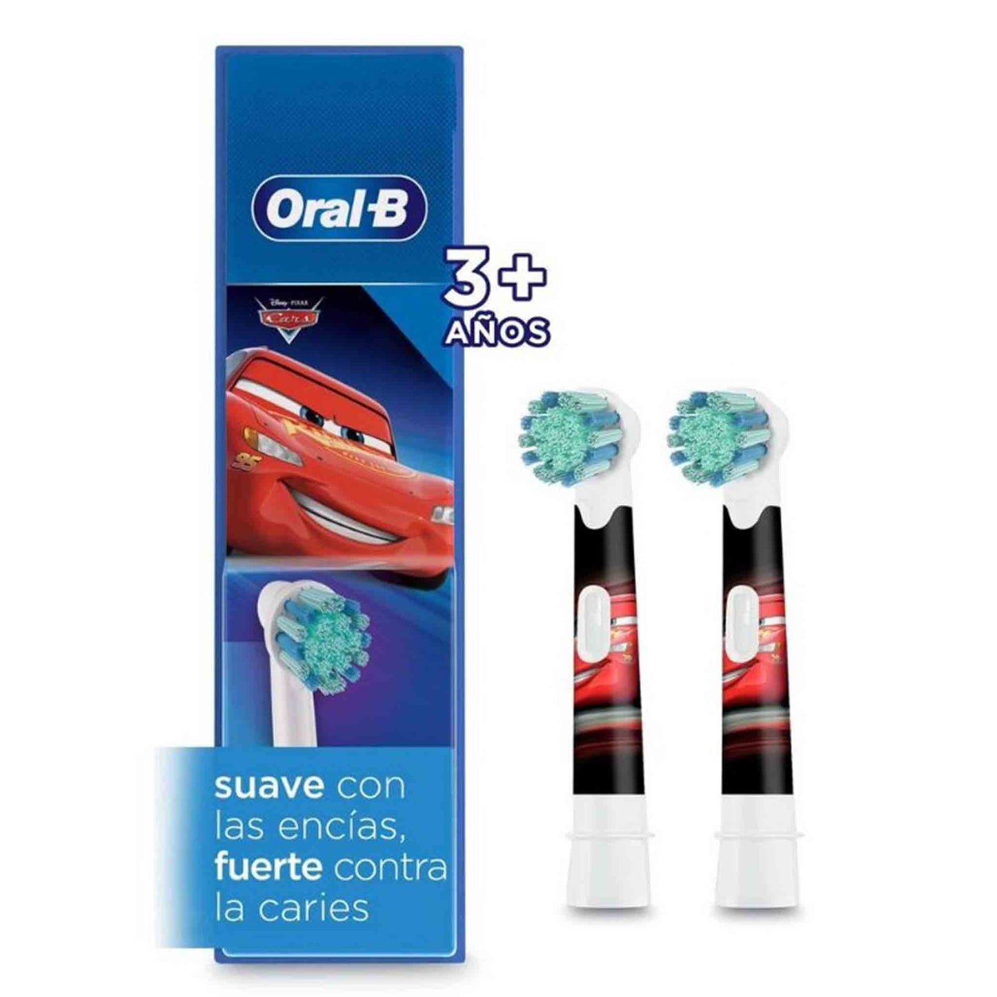 Pack de repuestos Oral-B Kids Cars x2 para cepillo eléctrico infantil desde 3 años, con cabezal redondo.