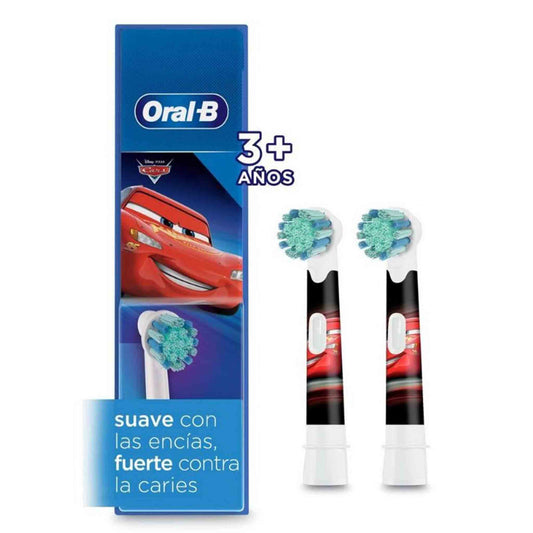 Pack de repuestos Oral-B Kids Cars x2 para cepillo eléctrico infantil desde 3 años, con cabezal redondo.