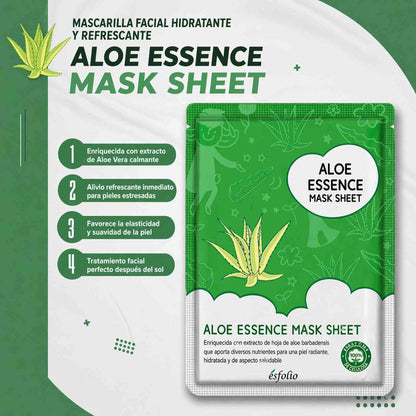 Pack de 10 mascarillas faciales Esfolio Aloe Vera hidratantes