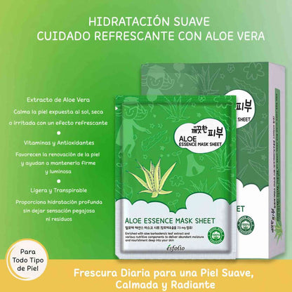 Pack de 10 mascarillas faciales Esfolio Aloe Vera hidratantes