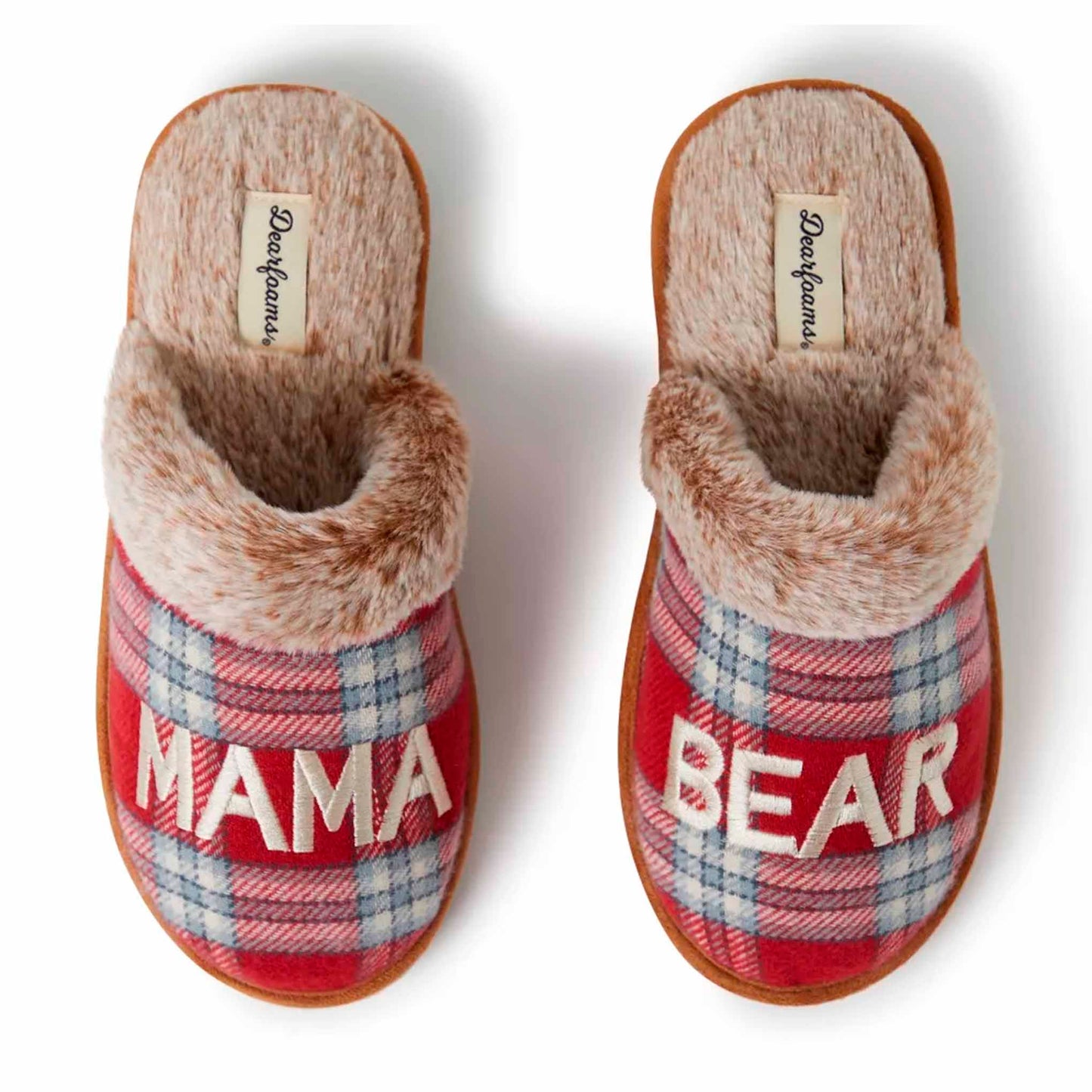 Pantuflas Dearfoams Mama Bear Scuff Red Plaid Para Mujer DEARFOAMS- Dermocosmetica_belleza_online