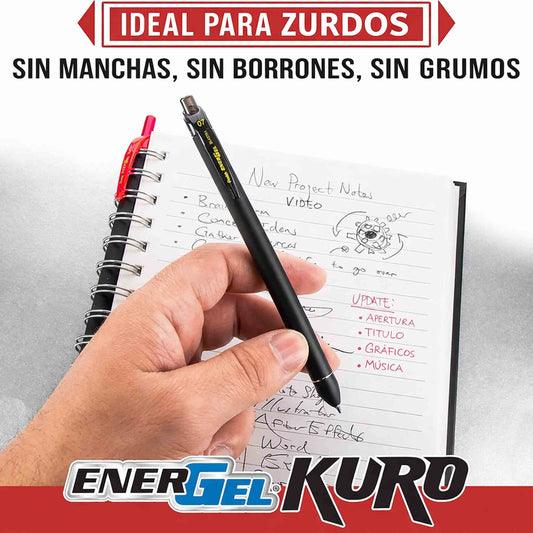 Lápiz Pentel EnerGel Kuro 0.7 Bolígrafo Gel Tinta Negra