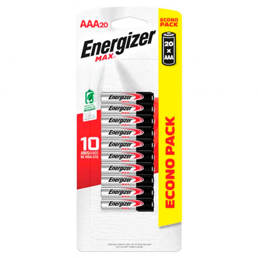 Pilas Energizer AAA Max Alcalinas – Pack 20 Unidades