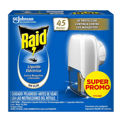 Raid Eléctrico 45 Noches + Difusor – Duerme Tranquilo, Sin Mosquitos Raid- Dermocosmetica_belleza_online