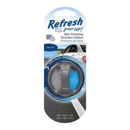Aromatizante para auto Refresh Your Car doble fragancia New Car y Cool Breeze con clip de ventilación