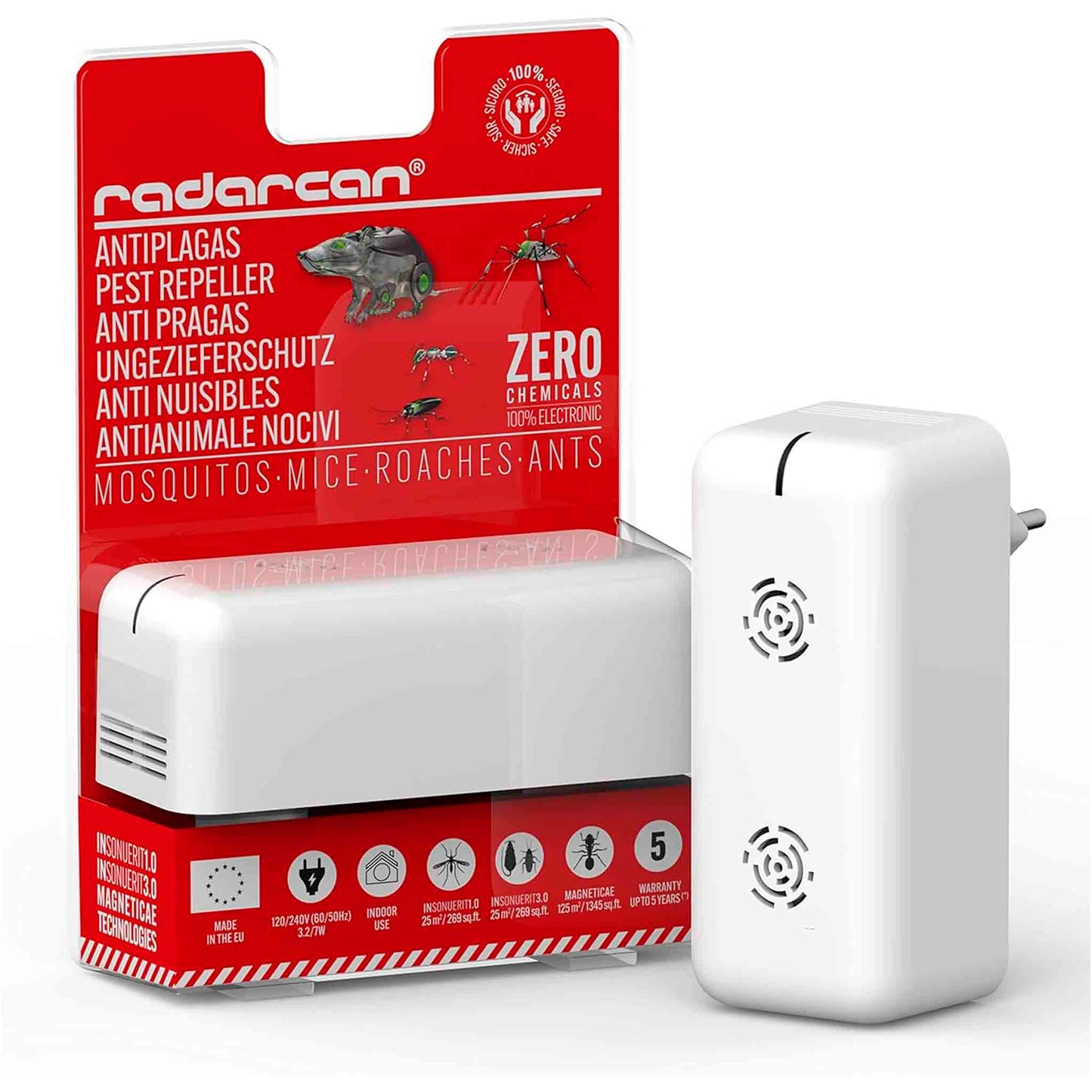 RADARCAN Pest Repeller R-200 | Repelente Electrónico de Plagas para el Hogar