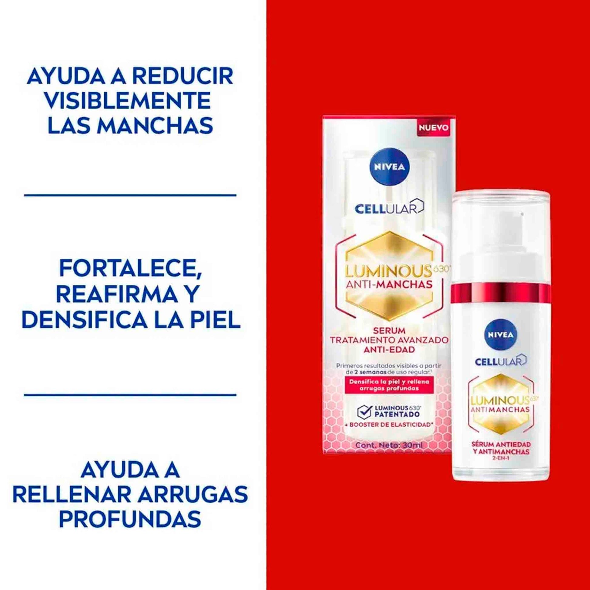 Nivea Luminous 630 Sérum Anti-Manchas Anti-Edad 30 ml – Reduce manchas, arrugas y revela una piel visiblemente más joven NIVEA- Dermocosmetica_belleza_online