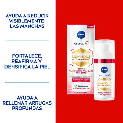 Nivea Luminous 630 Sérum Anti-Manchas Anti-Edad 30 ml – Reduce manchas, arrugas y revela una piel visiblemente más joven NIVEA- Dermocosmetica_belleza_online