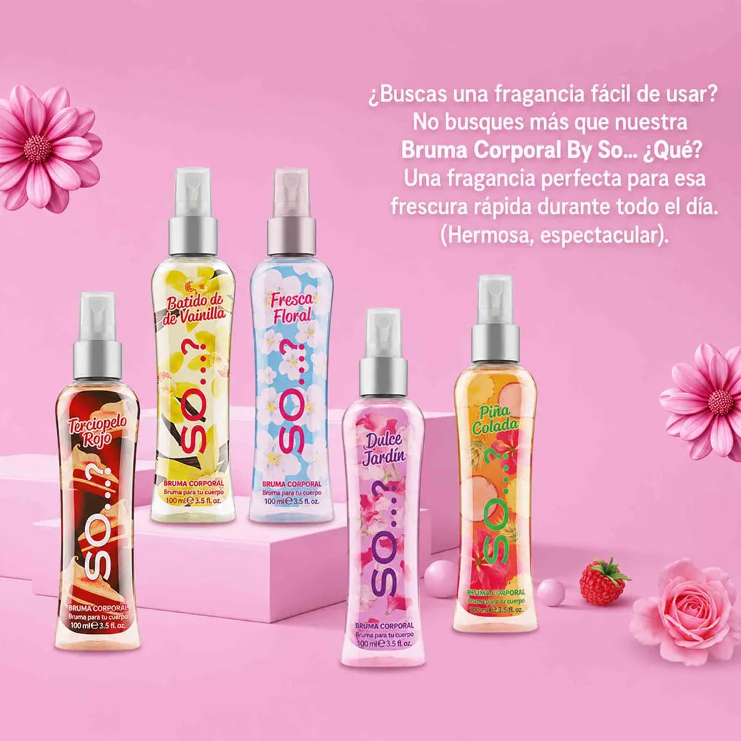 Bruma corporal So Piña Colada en spray de 100 ml con aroma tropical de coco, piña y vainilla.