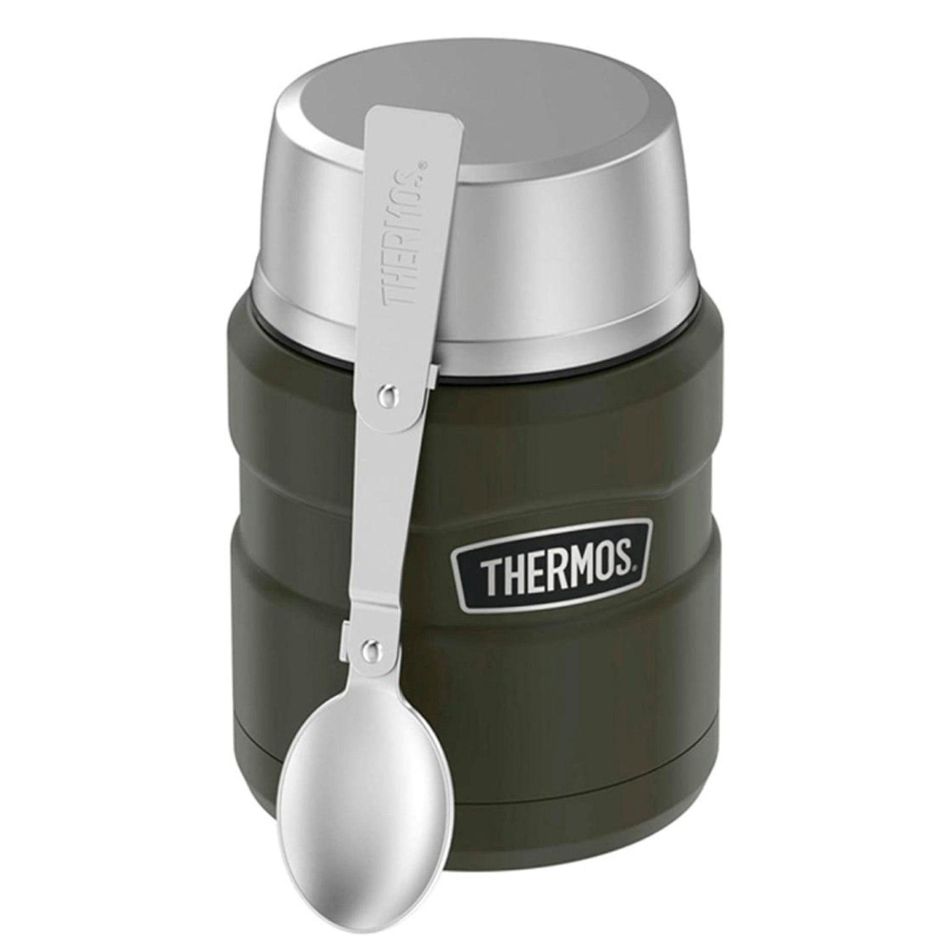 Termo de Comida Thermos King 470 ml – Acero Inoxidable Verde Army THERMOS- Dermocosmetica_belleza_online