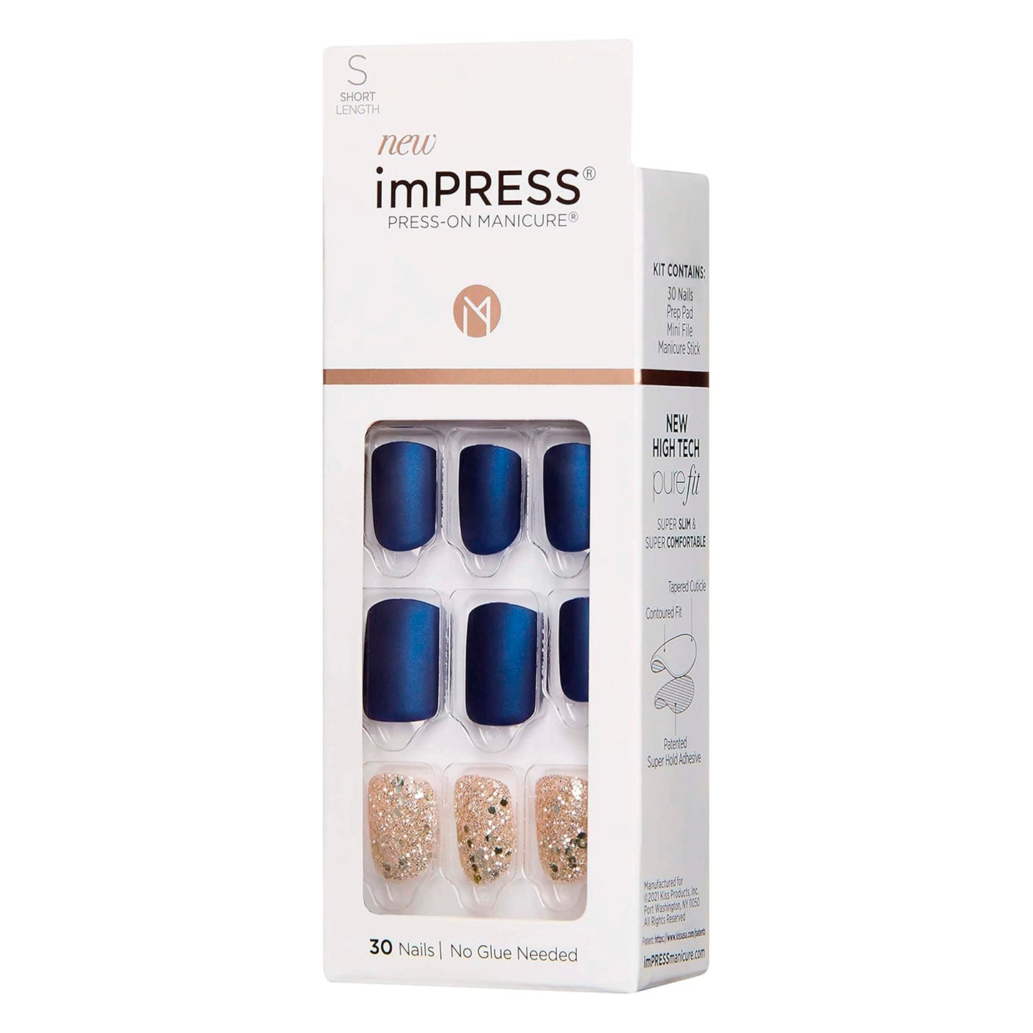 Uñas Postizas Autoadhesivas Kiss Impress Wannabe Star – Color Azul | 30 Unidades IMPRESS- Dermocosmetica_belleza_online