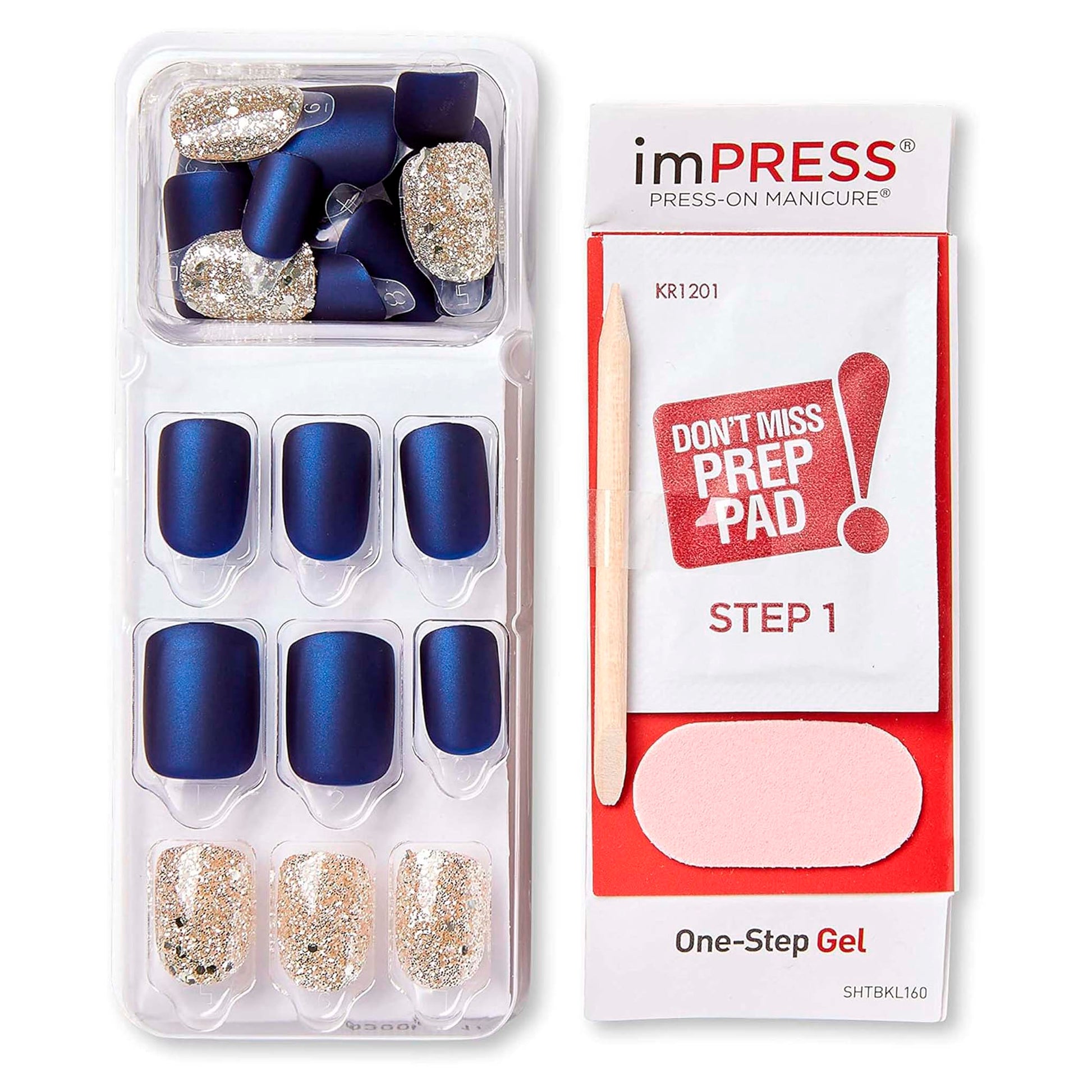 Uñas Postizas Autoadhesivas Kiss Impress Wannabe Star – Color Azul | 30 Unidades IMPRESS- Dermocosmetica_belleza_online