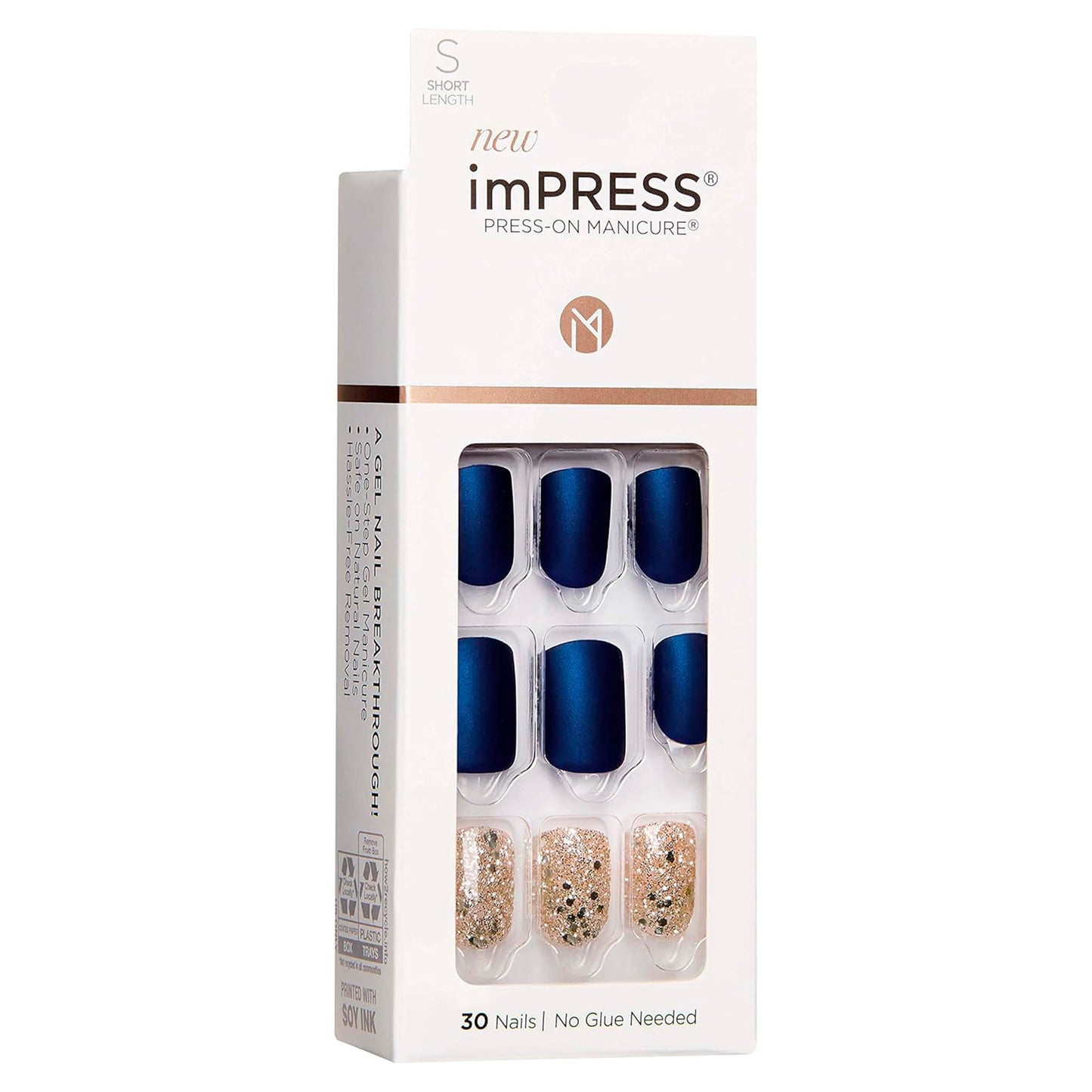 Uñas Postizas Autoadhesivas Kiss Impress Wannabe Star – Color Azul | 30 Unidades IMPRESS- Dermocosmetica_belleza_online