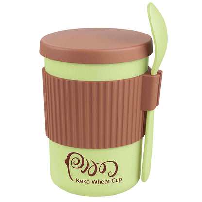 Vaso Ecológico De Fibra De Trigo R. Limited Con Tapa y Cuchara