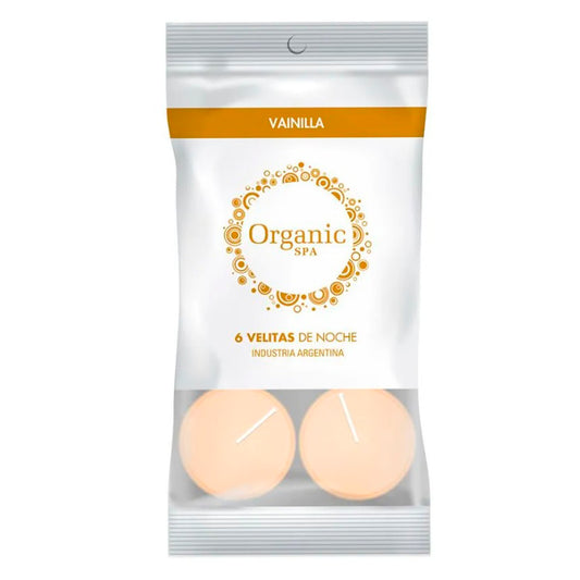 Velas Tealight Organic Spa Vainilla – Pack de 6 Aromaterapia & Relajación