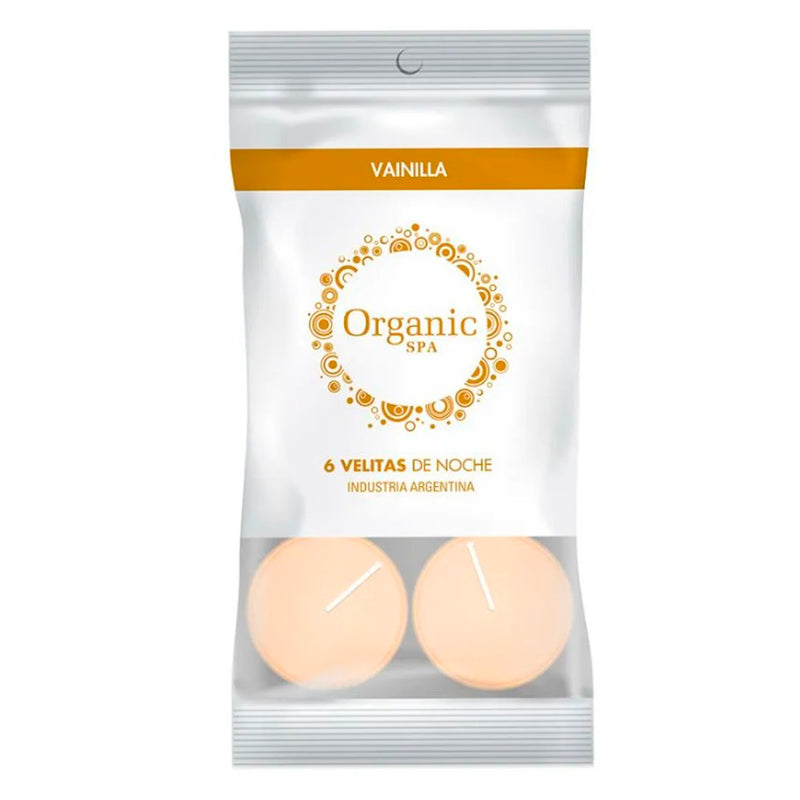 Velas Tealight Organic Spa Vainilla – Pack de 6 Aromaterapia & Relajación ORGANIC SPA- Dermocosmetica_belleza_online