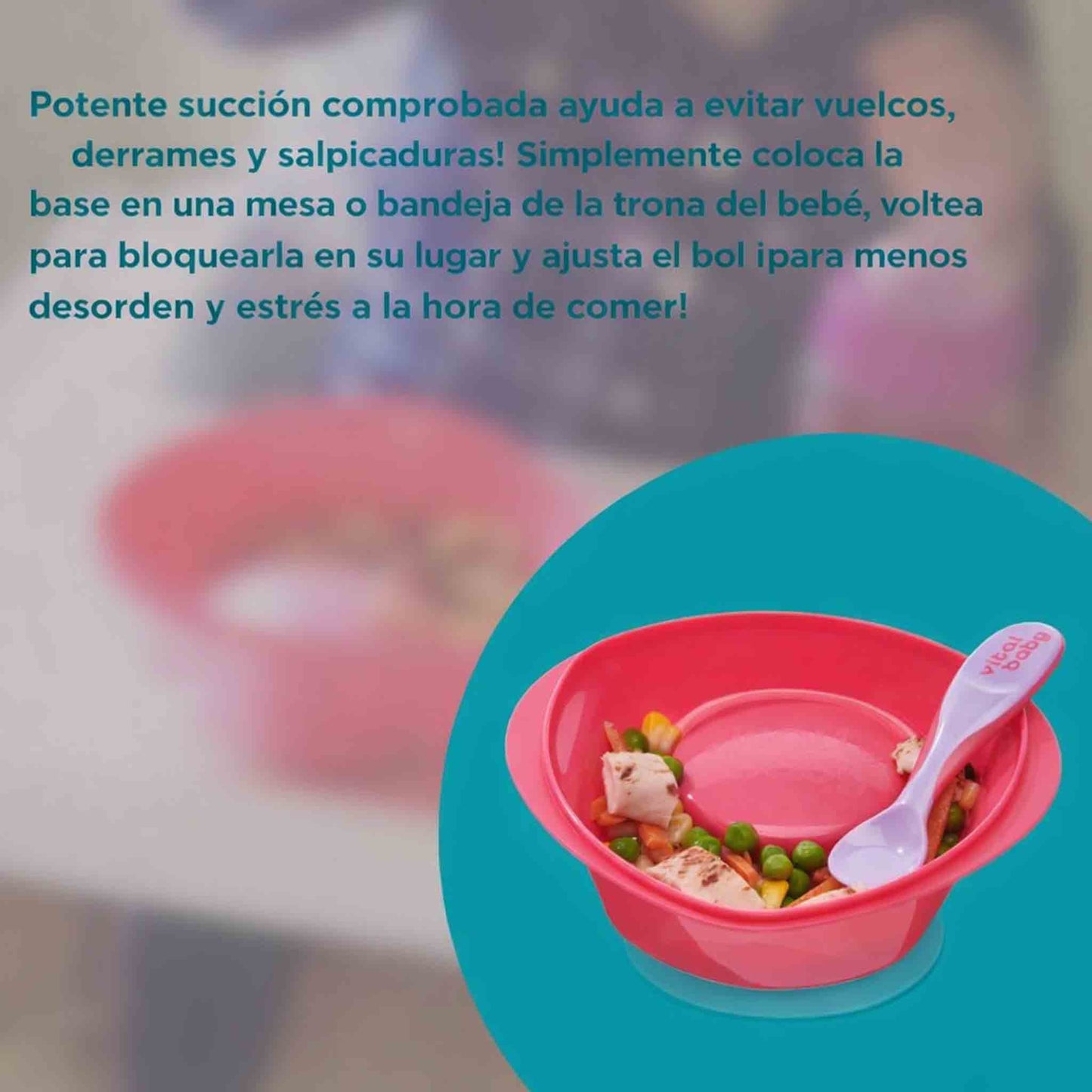 Plato con ventosa Vital Baby Nourish para bebe desde 6 meses con succion fuerte que evita derrames en la alimentacion.