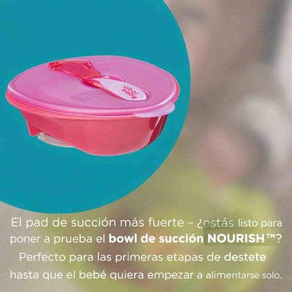 Plato con ventosa Vital Baby Nourish para bebe desde 6 meses con succion fuerte que evita derrames en la alimentacion.