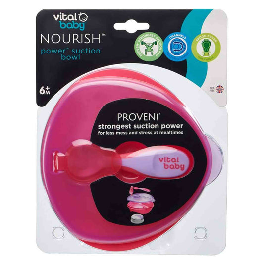 Plato con ventosa Vital Baby Nourish para bebe desde 6 meses con succion fuerte que evita derrames en la alimentacion.