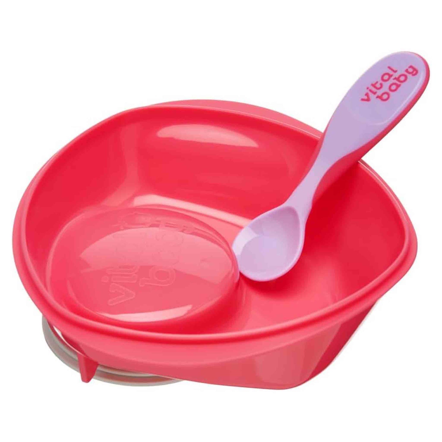Plato con ventosa Vital Baby Nourish para bebe desde 6 meses con succion fuerte que evita derrames en la alimentacion.