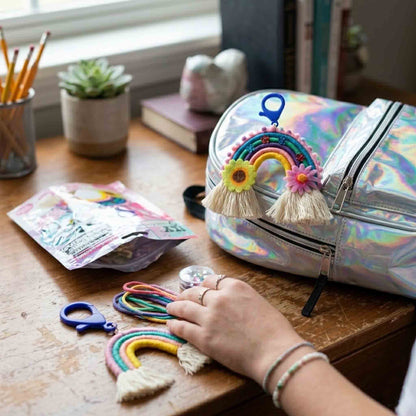Kit Llaveros Arcoíris Macramé DIY Pack 2 We Cool